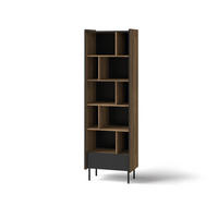 REGAL Prestigo Schwarz, Warmia Walnuss, mit Schublade - Walnussfarben/Schwarz, Holzwerkstoff (59/190/40cm) - Bettso