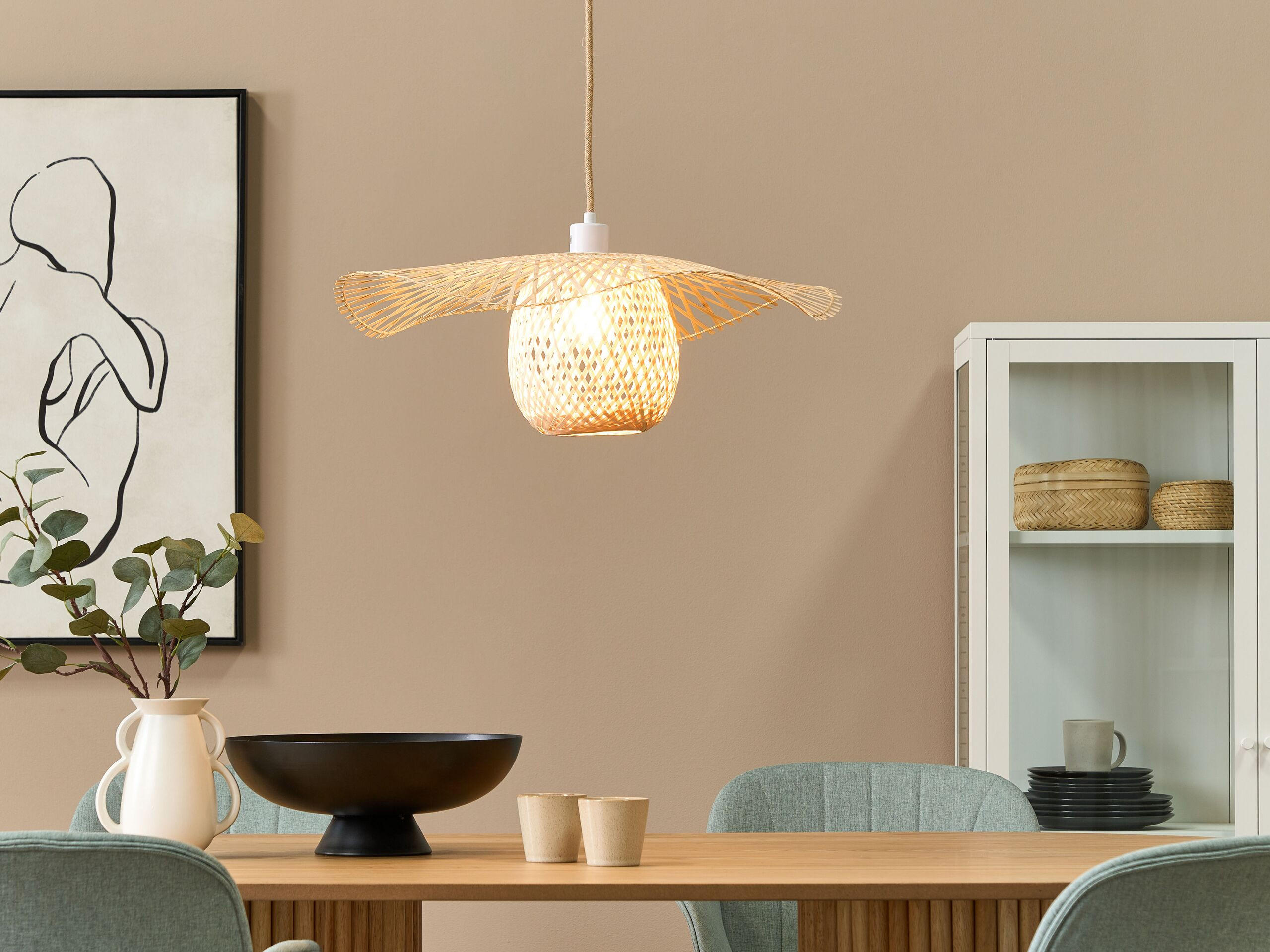 HÄNGELEUCHTE Bonito 60/60/158 cm - Hellbraun, Holz (60/60/158cm) - Beliani