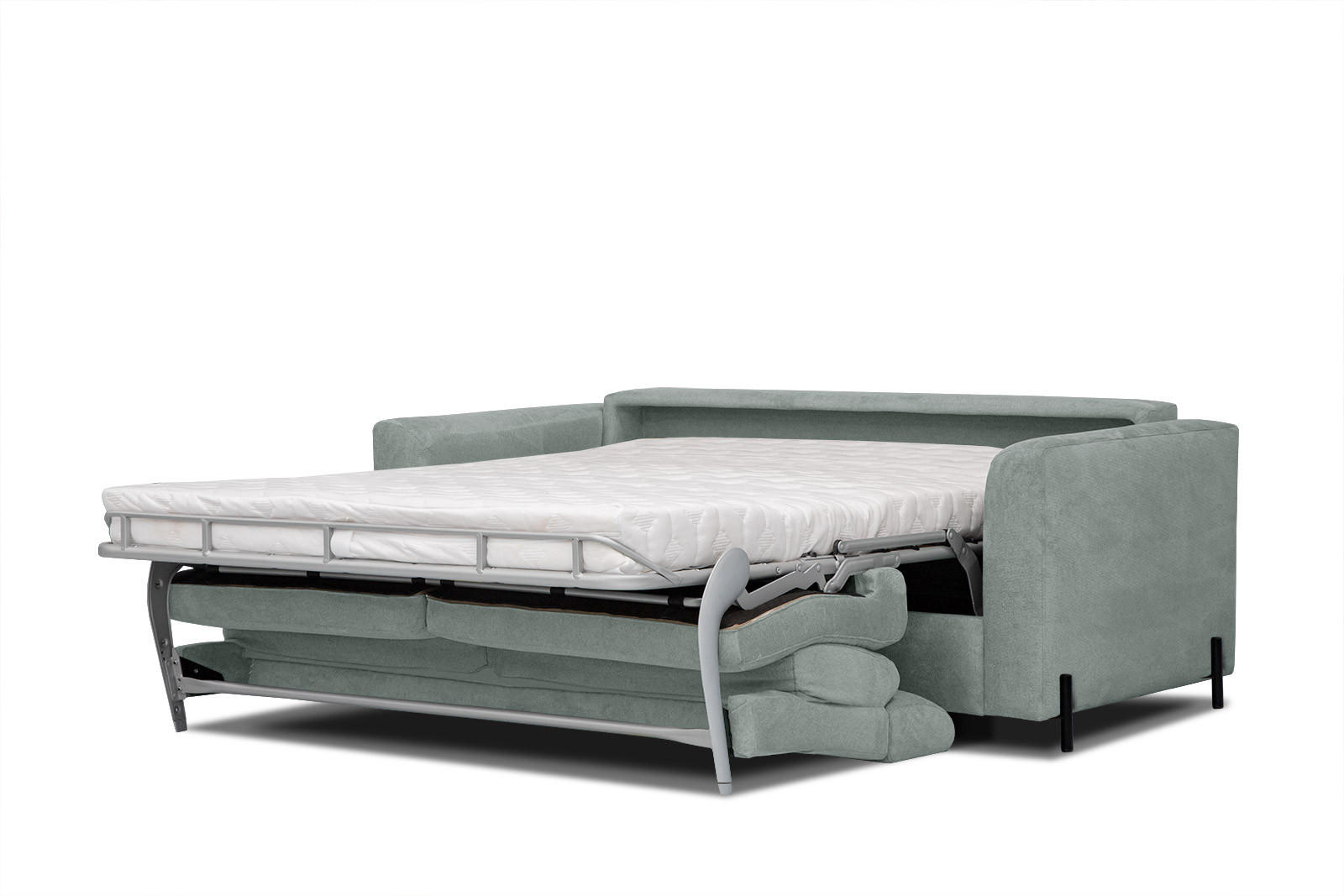 SOFA MEZO 3-Sitzer mit Schlaffunktion, platinfarben - Platinfarben/Schwarz, Holz/Textil (232/90/107cm) - Courtois Laville