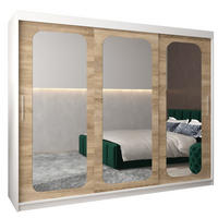 SCHWEBETÜRENSCHRANK 200/250/62 3-türig - Silberfarben/Weiß, Holz/Kunststoff (250/200/62cm) - Abiks Möbel