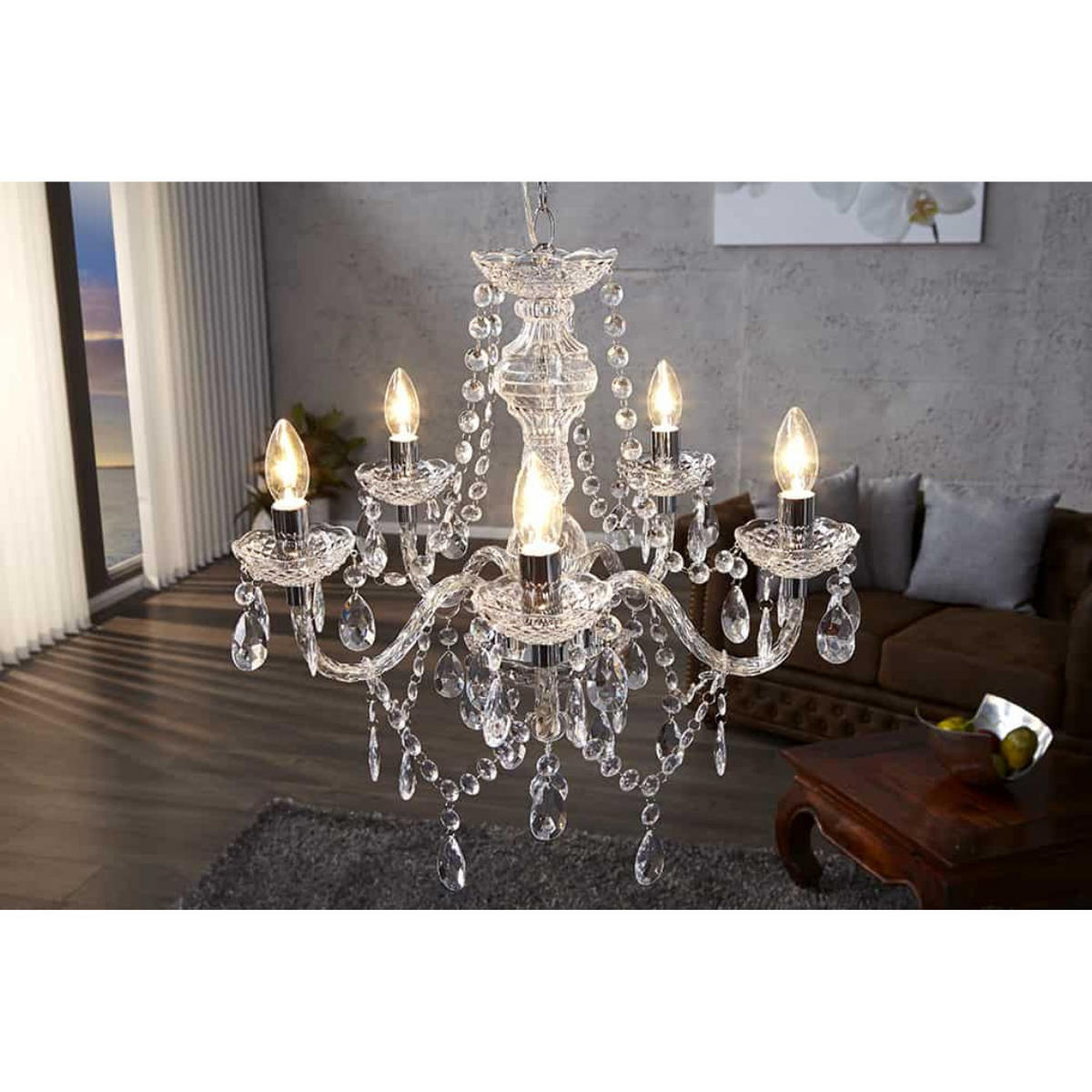 KRONLEUCHTER CRYSTAL Acryl Transparent 55 cm - Transparent, Glas (55/55/55cm) - riess-ambiente