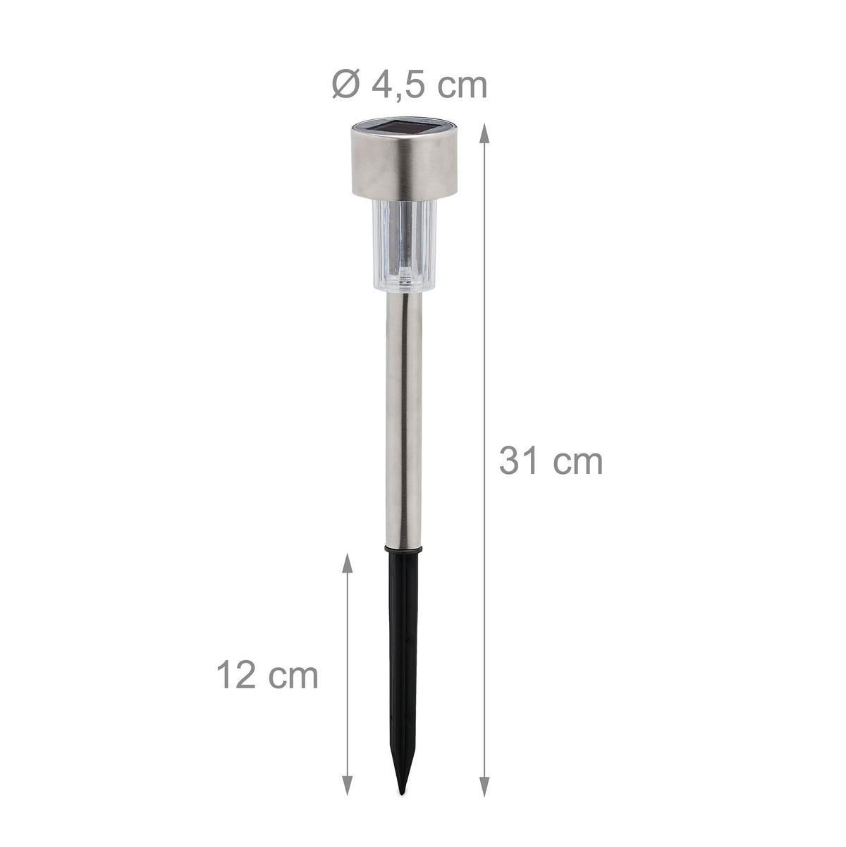 SOLARLAMPEN Set - Silberfarben, Kunststoff/Metall (4.5/4.5/31cm) - Relaxdays