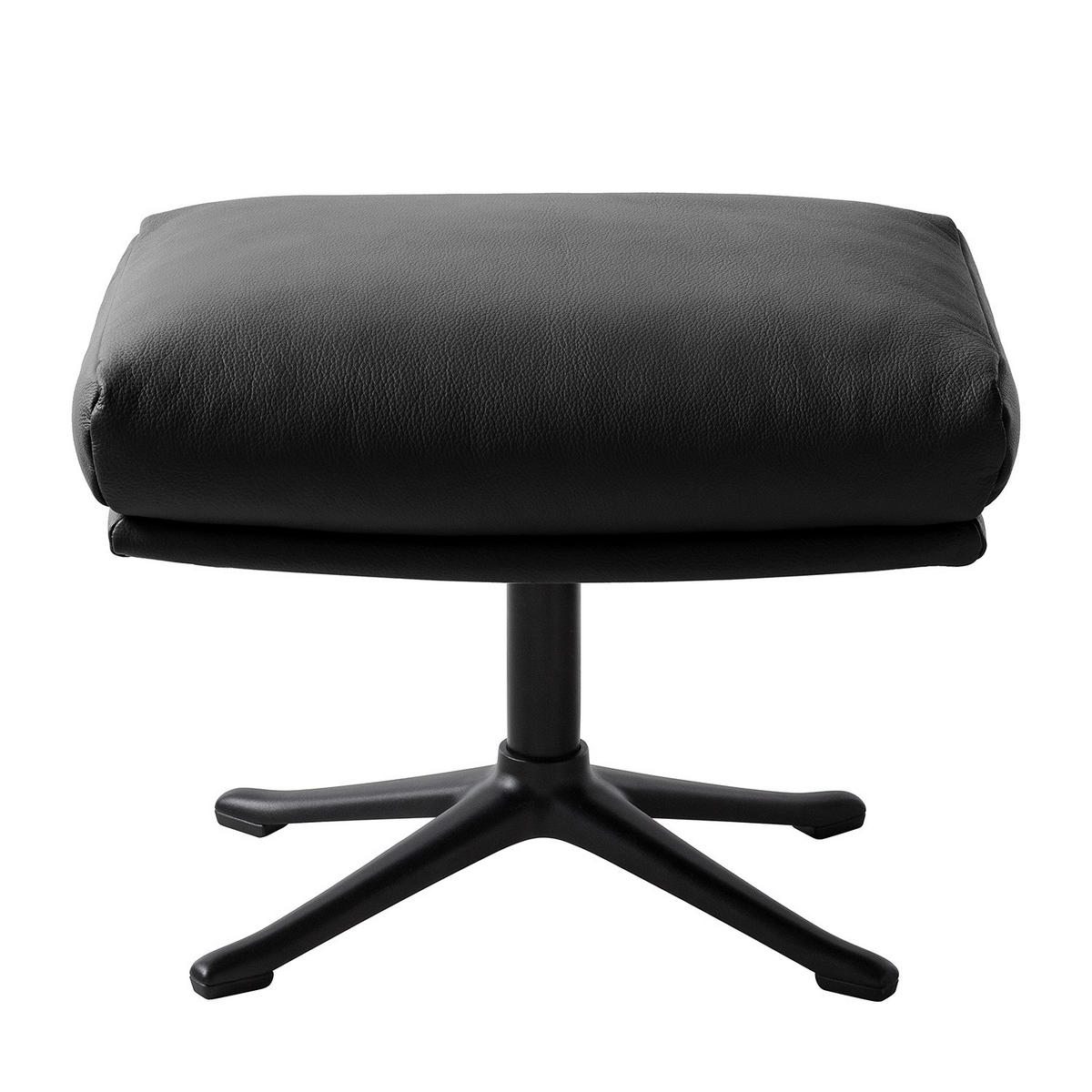 POLSTERHOCKER mit Kreuzfuß - Schwarz, Leder/Metall (51/37/41cm) - home24