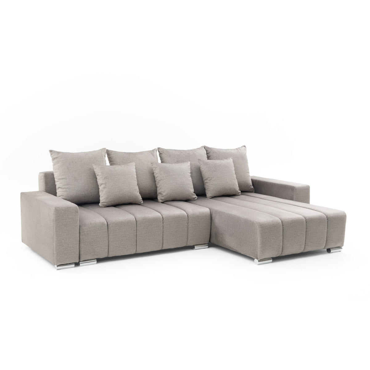 ECKSOFA Piano L Rechts mit Schlaffunktion 137x234 Velours Taupe - Taupe/Silberfarben, Holz/Textil (178/278cm) - Muffo