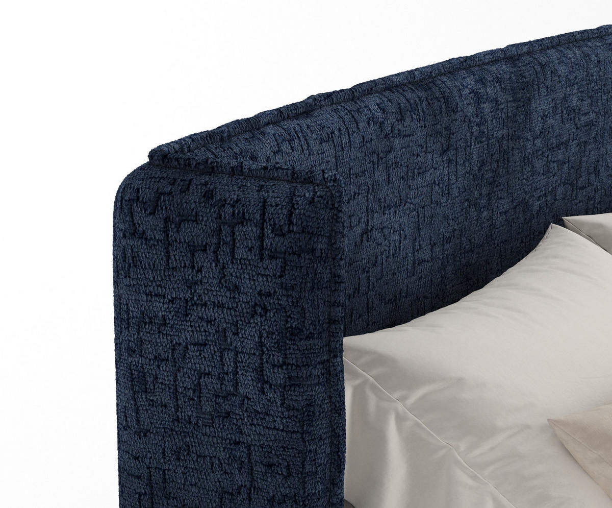 BOXSPRINGBETT Freeland Marineblau 140/200 cm mit Matratze und Topper - Schwarz/Dunkelblau, Holz/Holzwerkstoff (140/200cm) - Maison de Reve
