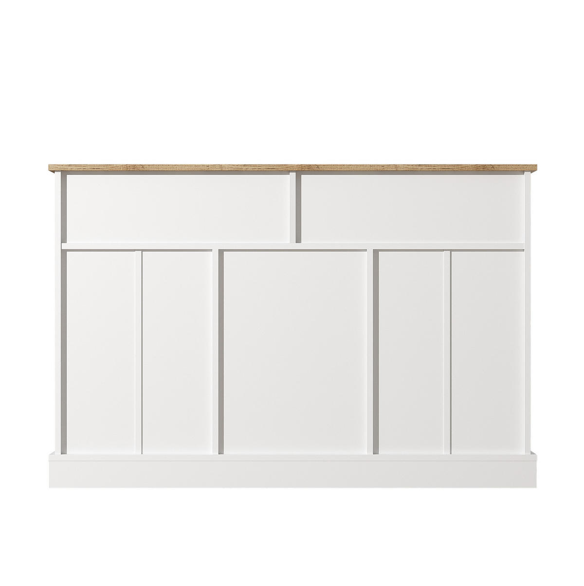SIDEBOARD 120/36/80,5 cm mit 3 Türen & 2 Schubladen in Weiß und Holzdekor - Weiß, Holzwerkstoff (120/80.5/36cm) - BEAOK