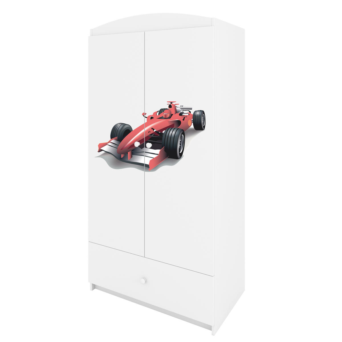 KINDERKLEIDERSCHRANK Rennwagen - Weiß, Holzwerkstoff (90/175/52cm) - RAUMHIRSCH FURNITURE