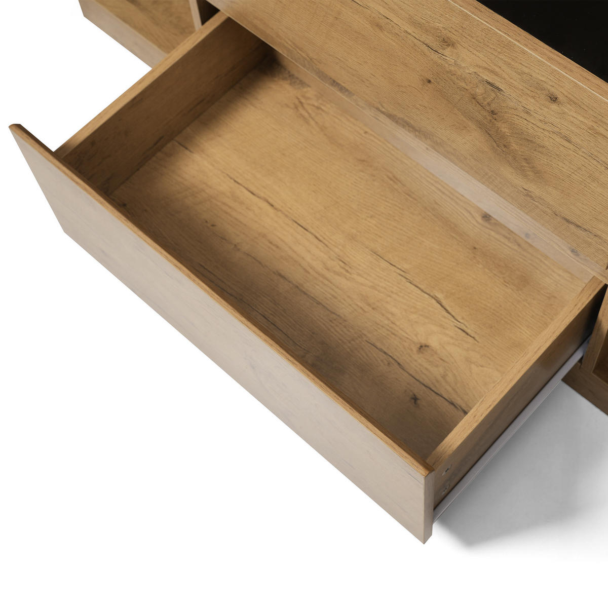 SIDEBOARD in Eichefarben mit 2 Schubladen und 2 Schränken für Schlafzimmer, B140/T40/H70 cm - Eichefarben, Glas/Holzwerkstoff (140/70/40cm) - STILVORA