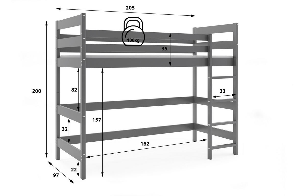 HOCHBETT Anter 200x90cm - Grau, Holz (90/200cm) - Interbeds