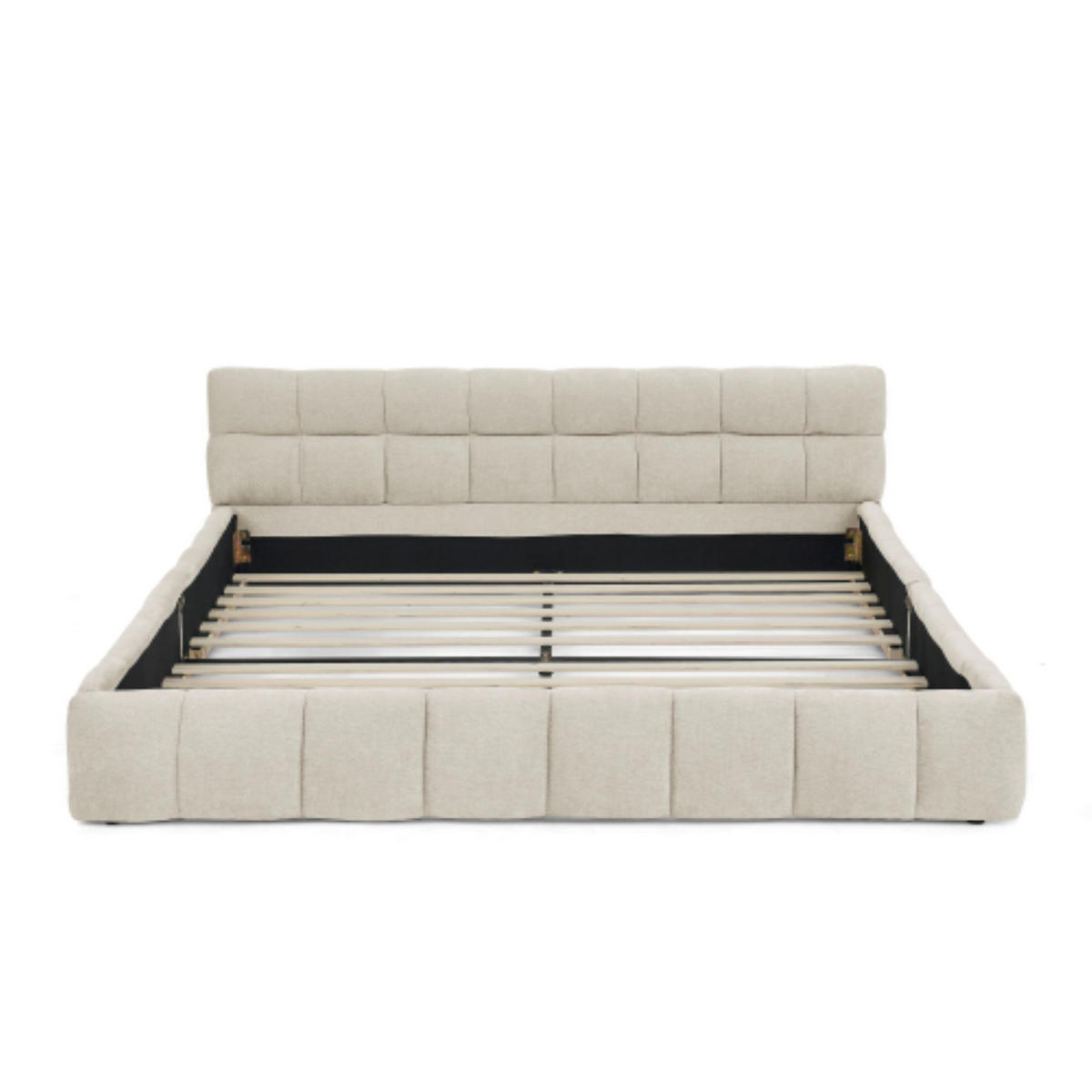 POLSTERBETT 160/200 cm in Beige mit Steppdesign und Chenille-Bezug - Beige, Holzwerkstoff/Textil (160/200cm) - CHICFURN