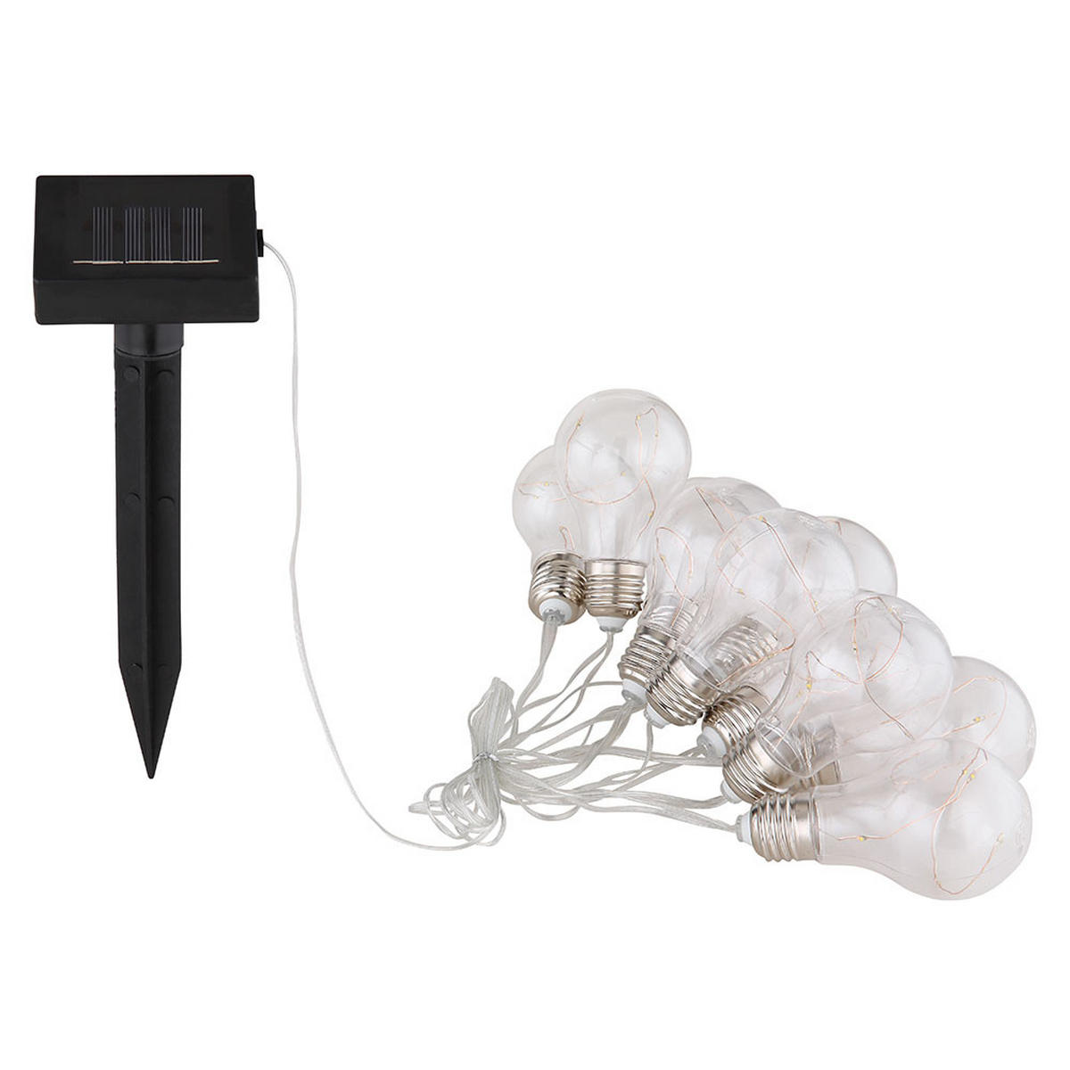 LED AUSSENLEUCHTE Solar Lichterkette Silber - Silberfarben, Kunststoff (380/5.8/10cm) - Globo Lighting