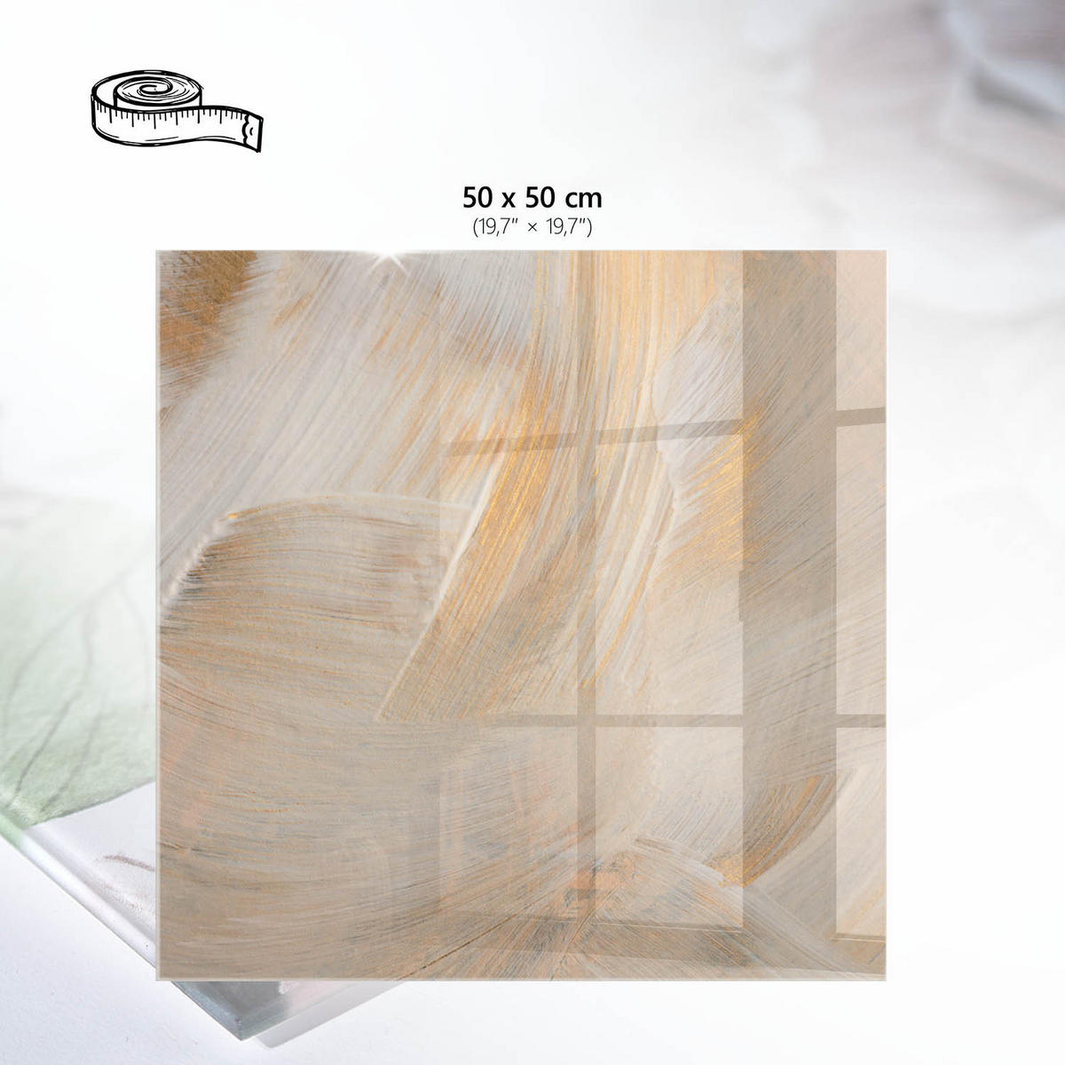 TISCHPLATTE 50x50 cm – Warme Abstraktionen - Braun, Glas (50/50/0.4cm) - Wallfluent