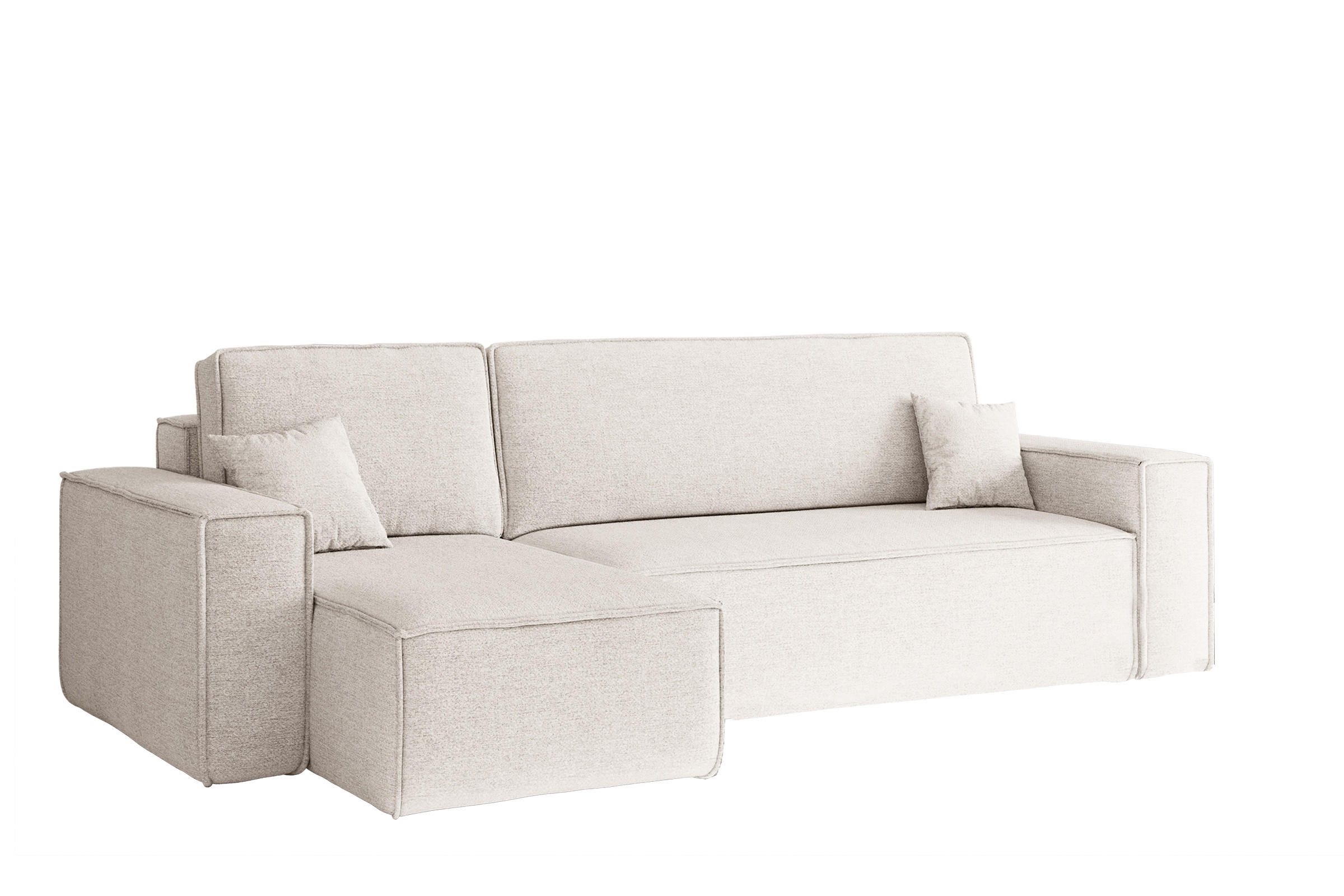 ECKSOFA, Best L-Form, Stoff Neve, Ecru, Links - Ecru, Holz (142/244cm) - Kaiser Möbel