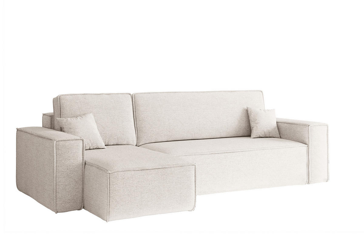 ECKSOFA, Best L-Form, Stoff Neve, Ecru, Links - Ecru, Holz (142/244cm) - Kaiser Möbel