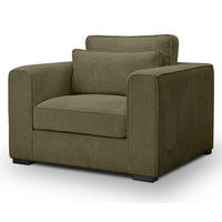 SESSEL khaki Cord, Loungesessel 120 cm, Wohnzimmersessel mit Wellenfederung - Dunkelgrün/Schwarz, Holzwerkstoff/Kunststoff (120/92/112cm) - Inn.Furn