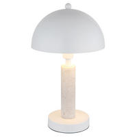 TISCHLEUCHTE Janie Weiß Travertin Stein - Weiß, Metall (20/20/34cm) - Globo Lighting