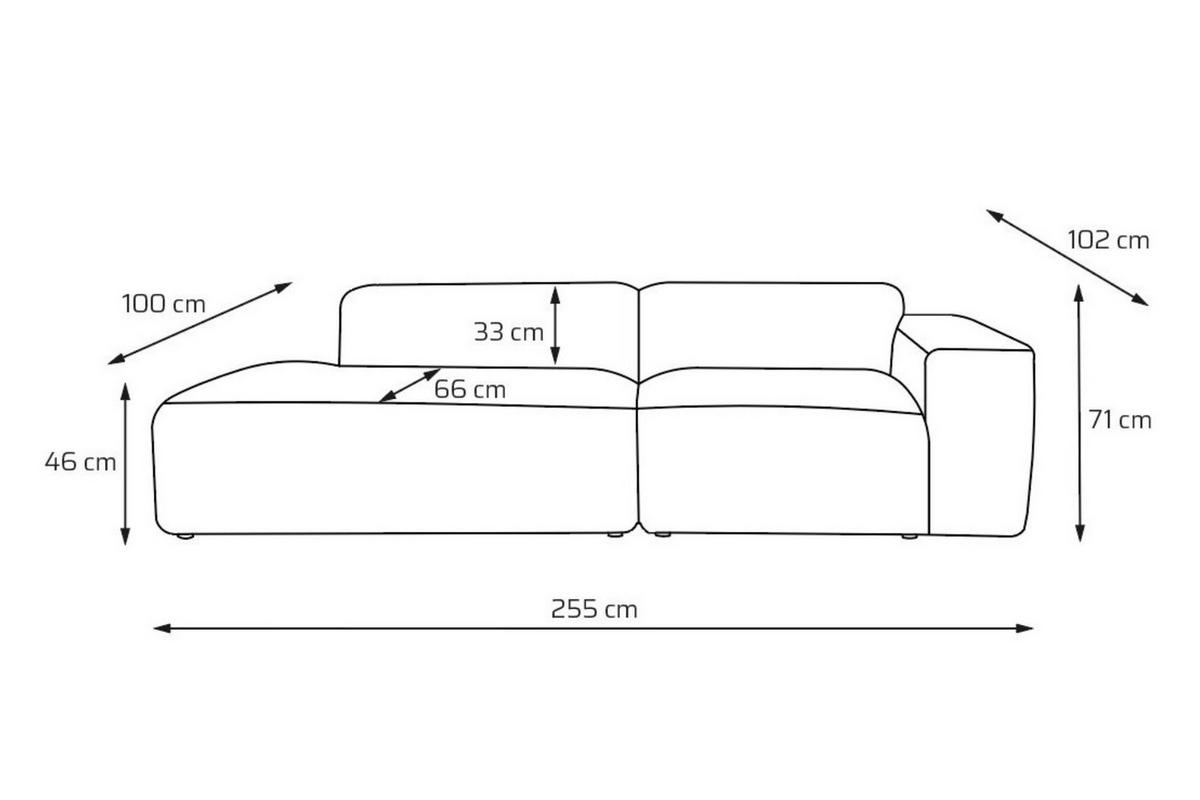 3-SITZER modulares Sofa HEAVEN SET 1 Links, Breite 255 cm Webstoff Weiß - Schwarz/Weiß, Holz/Kunststoff (255/71/102cm) - Muffo