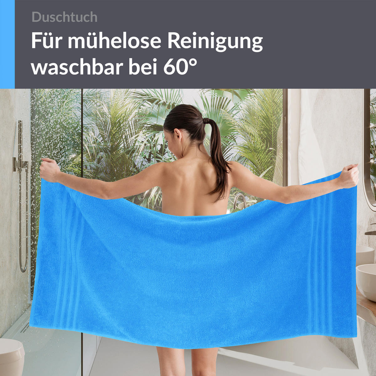 DUSCHTUCH London Capri Blau 2er Set 70x140 - Pastellblau, Textil (70/140cm) - Lashuma