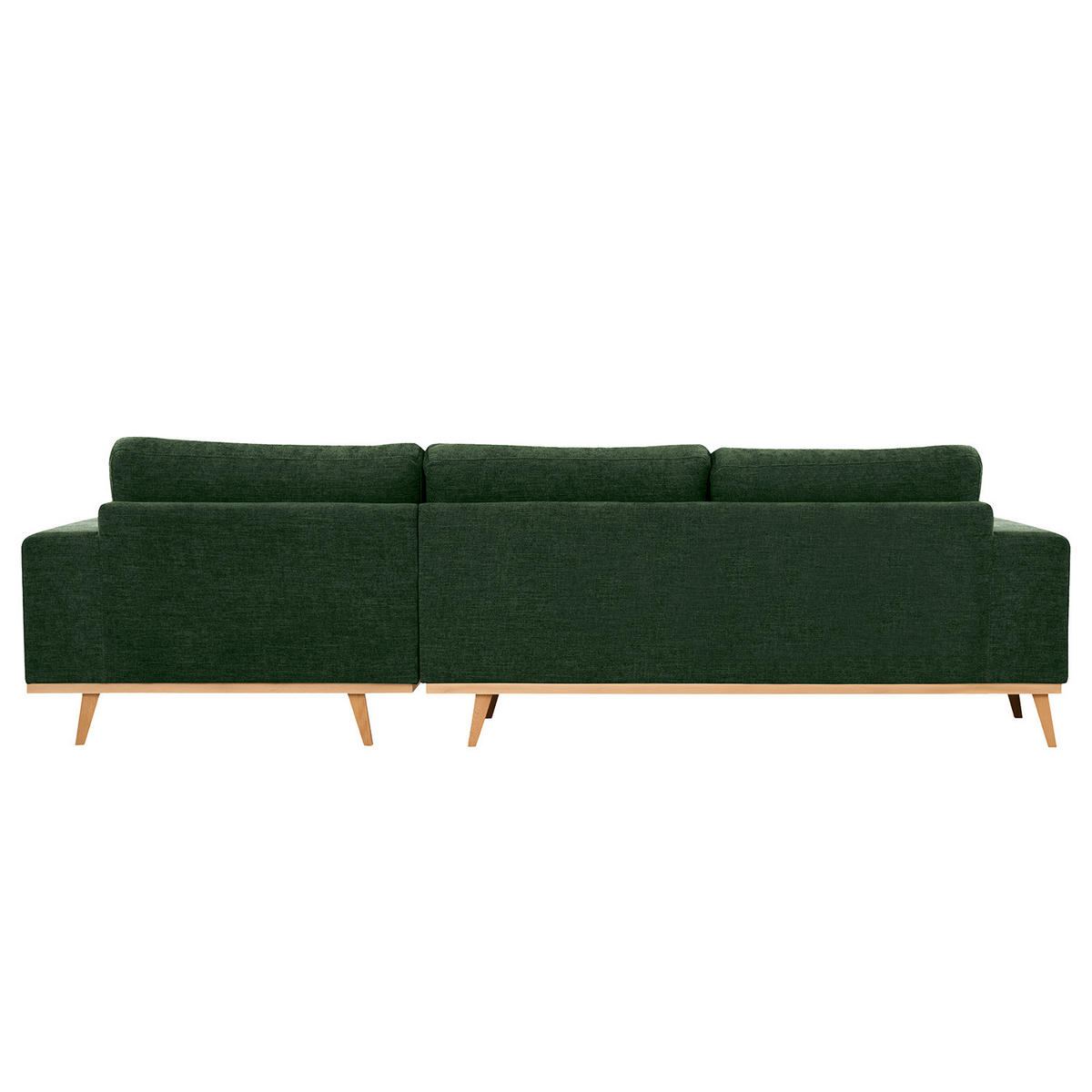 ECKSOFA mit Longchair - Dunkelgrün/Buchefarben, Buchenholz/Textil (281/153cm) - home24