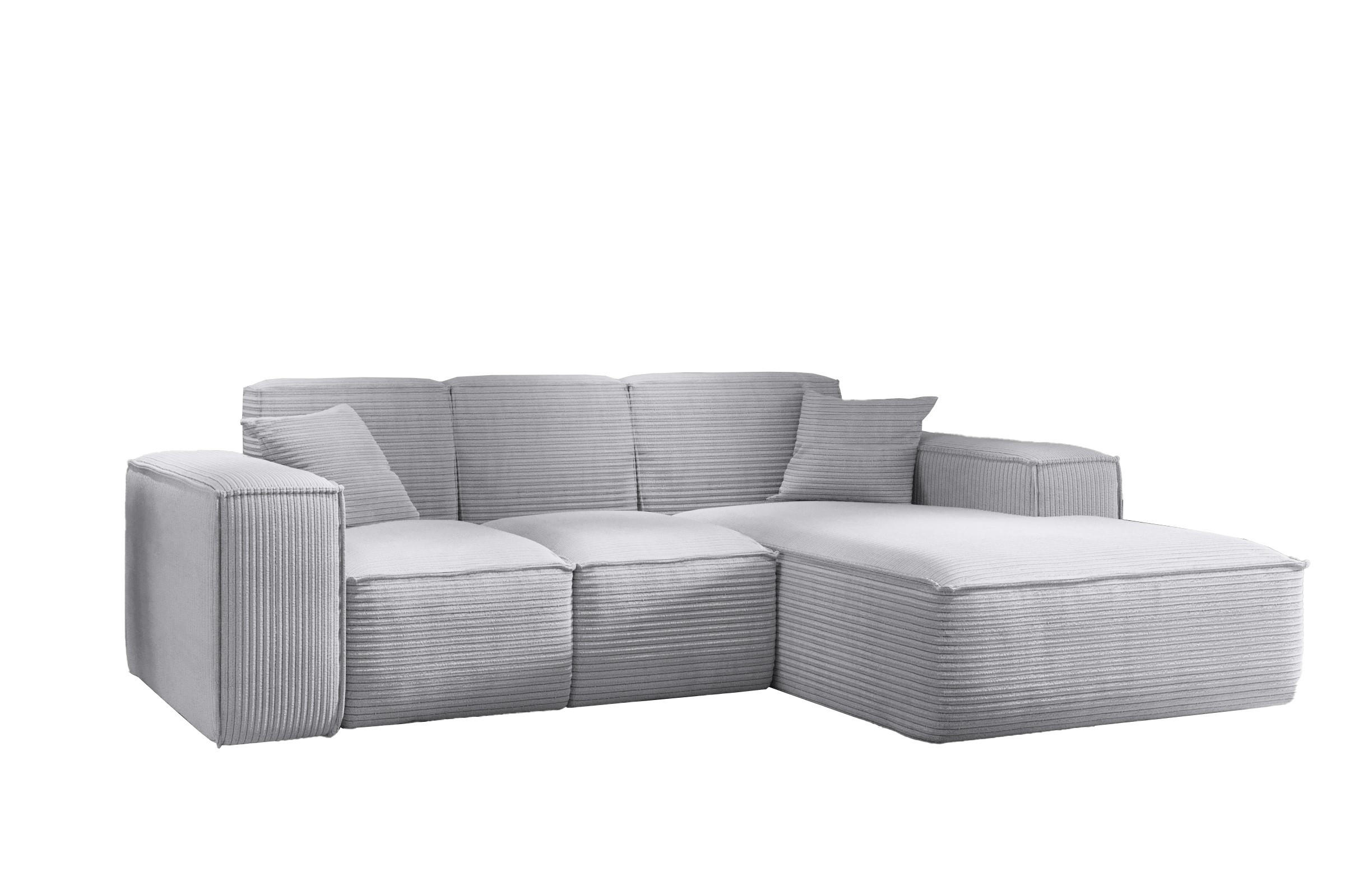 ECKSOFA L-Form Wohnzimmer SIENA Stoff Poso Grau Rechts - Grau, Holz/Textil (266/165cm) - Kaiser Möbel