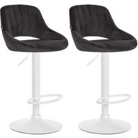 BARHOCKER 2er Set Samt schwarz - Schwarz/Weiß, Textil (47/85/48cm) - CLP