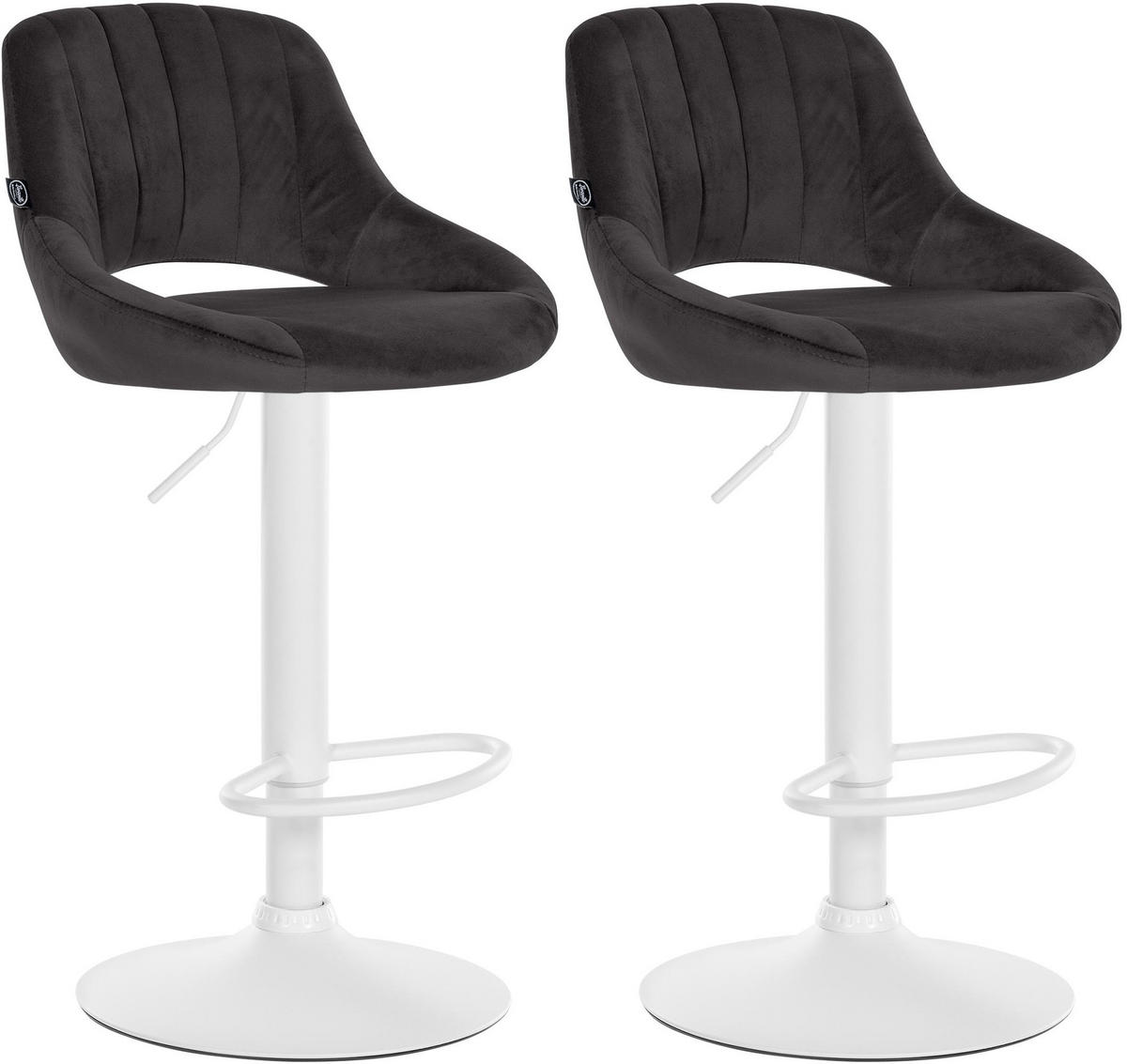 BARHOCKER 2er Set Samt schwarz - Schwarz/Weiß, Textil (47/85/48cm) - CLP