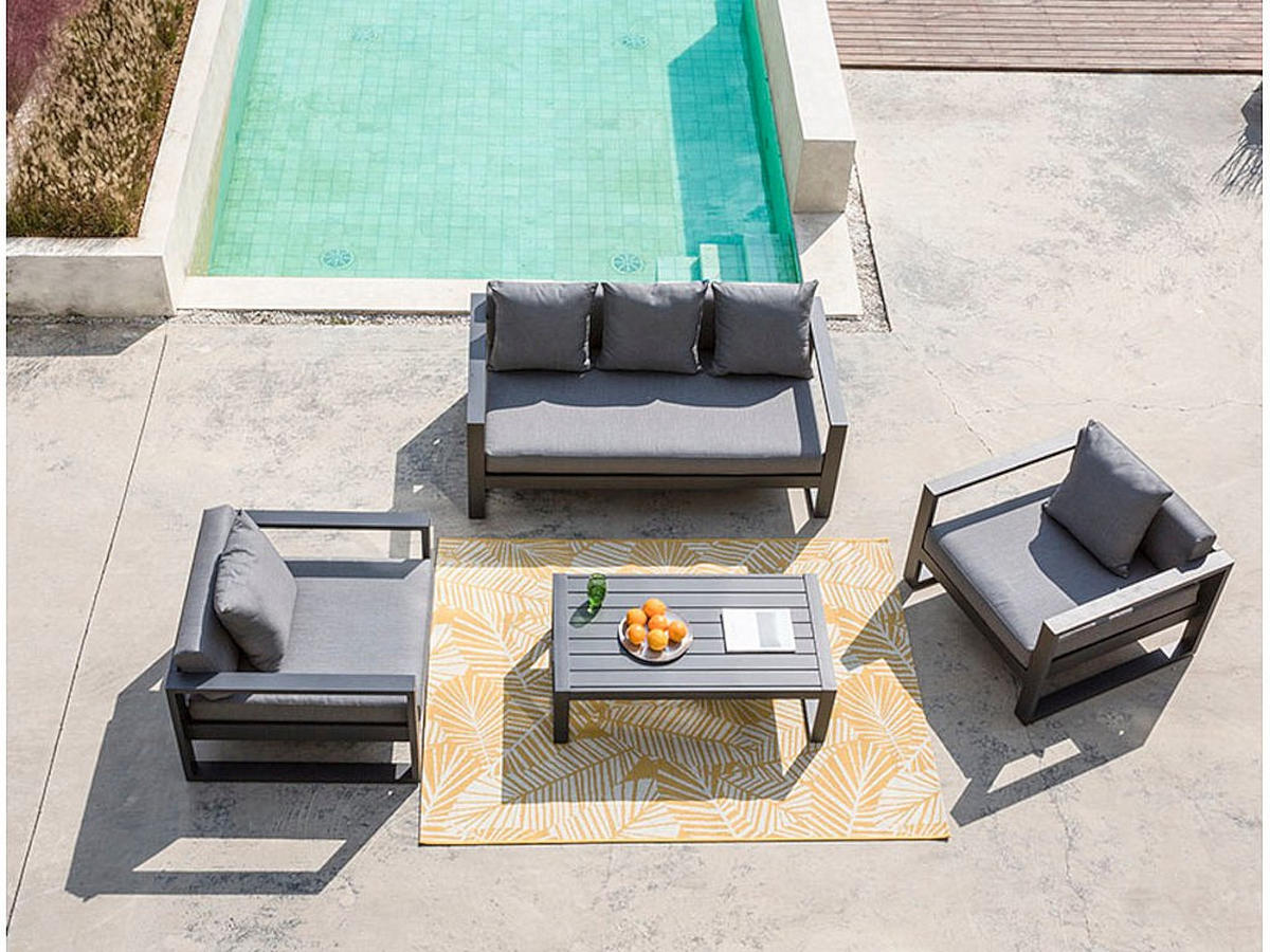 GARTENSESSEL - 2 -Sitzer - Aluminium - anthrazitgrau - MOLOKAI - Anthrazit, Metall (90/60.5/90cm) - Vente-Unique