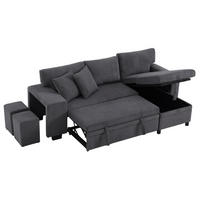 ECKSCHLAFSOFA Ecksofa Cord mit USB-Anschluss Stauraum und Ablagen Grau 231/131,5/84 cm - Grau, Textil (84/131.5cm) - Redom