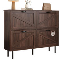SCHUHSCHRANK 120/28/92 cm mit 4 Türen, 3 Klappen und integriertem Katzenspielzeug, Natur-Walnuss - Naturfarben, Holzwerkstoff (120/92/28cm) - Redom