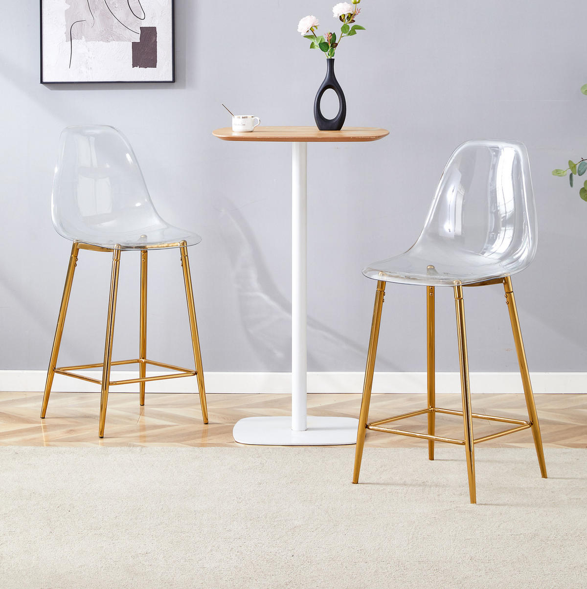 BARHOCKER Transparent mit Metallgestell Goldfarben - Goldfarben, Kunststoff (45/102/51cm) - MIVRAY