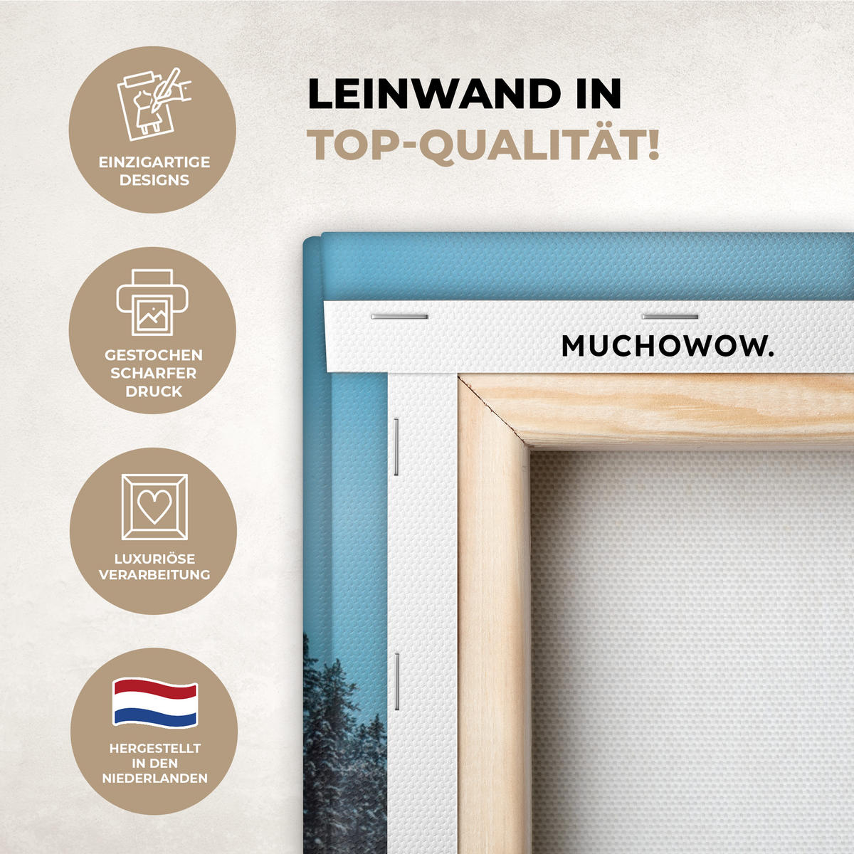 LEINWANDBILD Winterlandschaft - Natur - Haus - Berge - Schnee 60x80 cm - Hellblau, Textil (60/80cm) - MuchoWow