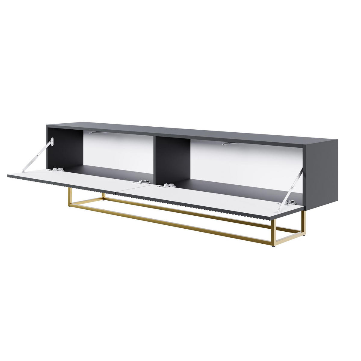 TV-SCHRANK Veldio Schwarz Gold 175 cm - Goldfarben/Schwarz, Holzwerkstoff/Metall (175/46.5/31.6cm) - Selsey