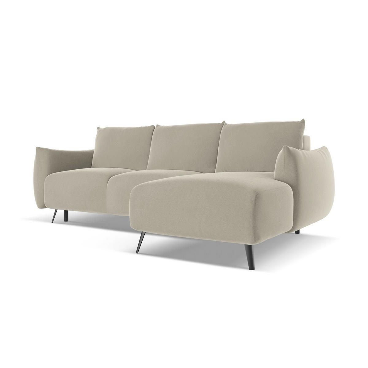 ECKSOFA mit Schlaffunktion Samt Stoff Creme - Perlmutt/Creme, Textil/Metall (242/162cm) - LaMiaSofa