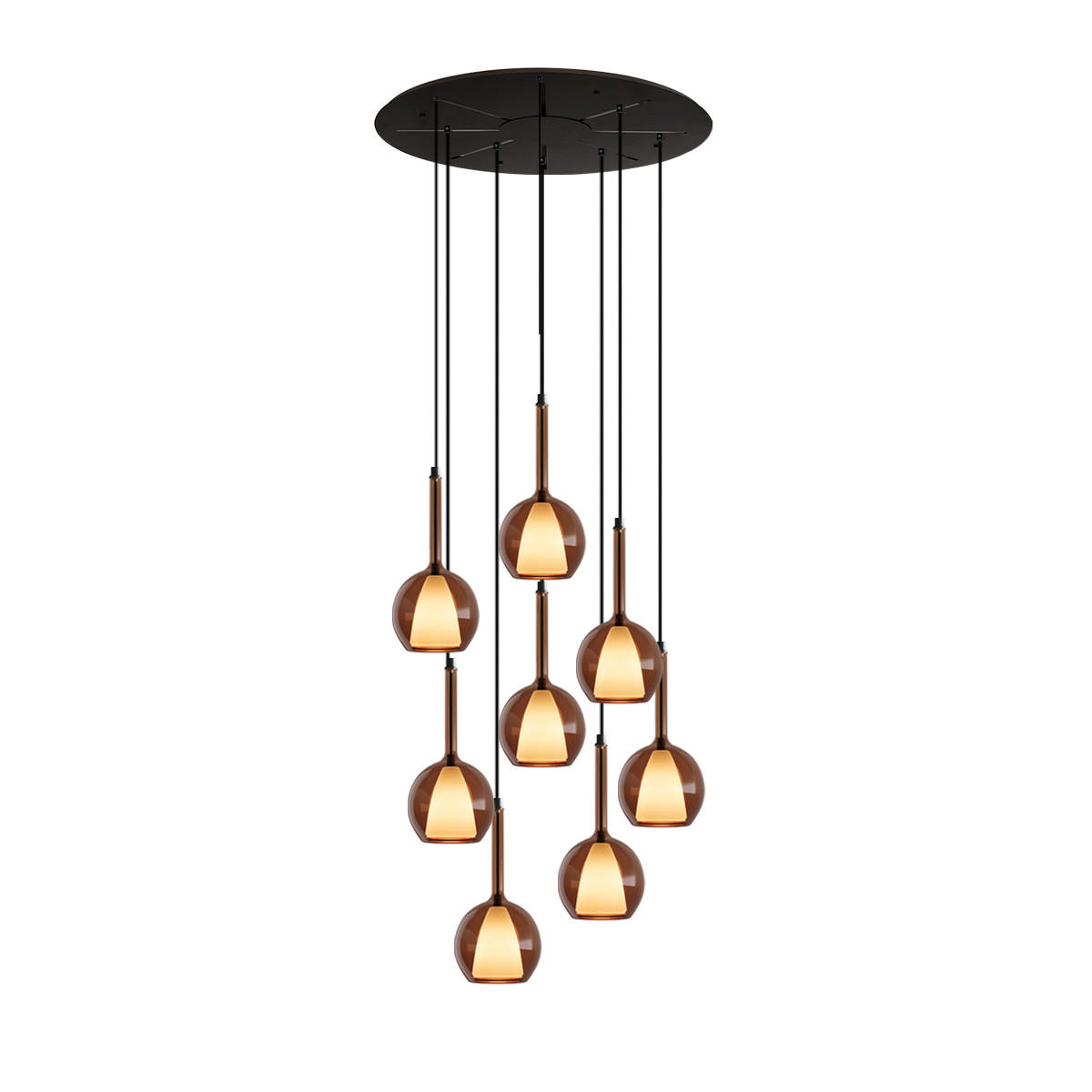GALERIELEUCHTE Belluna 8-flammig Braun Ø 14cm - Braun, Glas (14/14/35cm) - s.luce