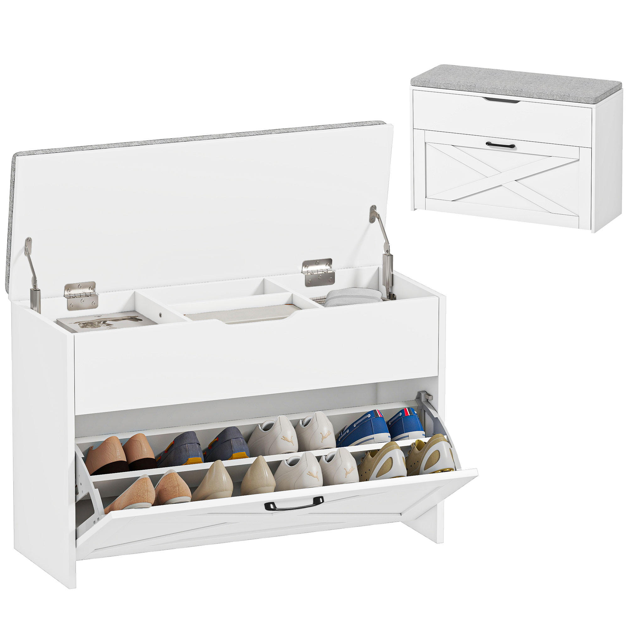 SCHUHBANK Weiß 1 Stück - Weiß, Kunststoff (30/55/80cm) - GiPP