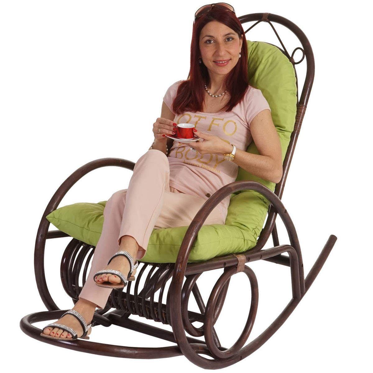 SCHAUKELSTUHL Braun, Grün - Braun/Grün, Holz (58/110/139cm) - MCW