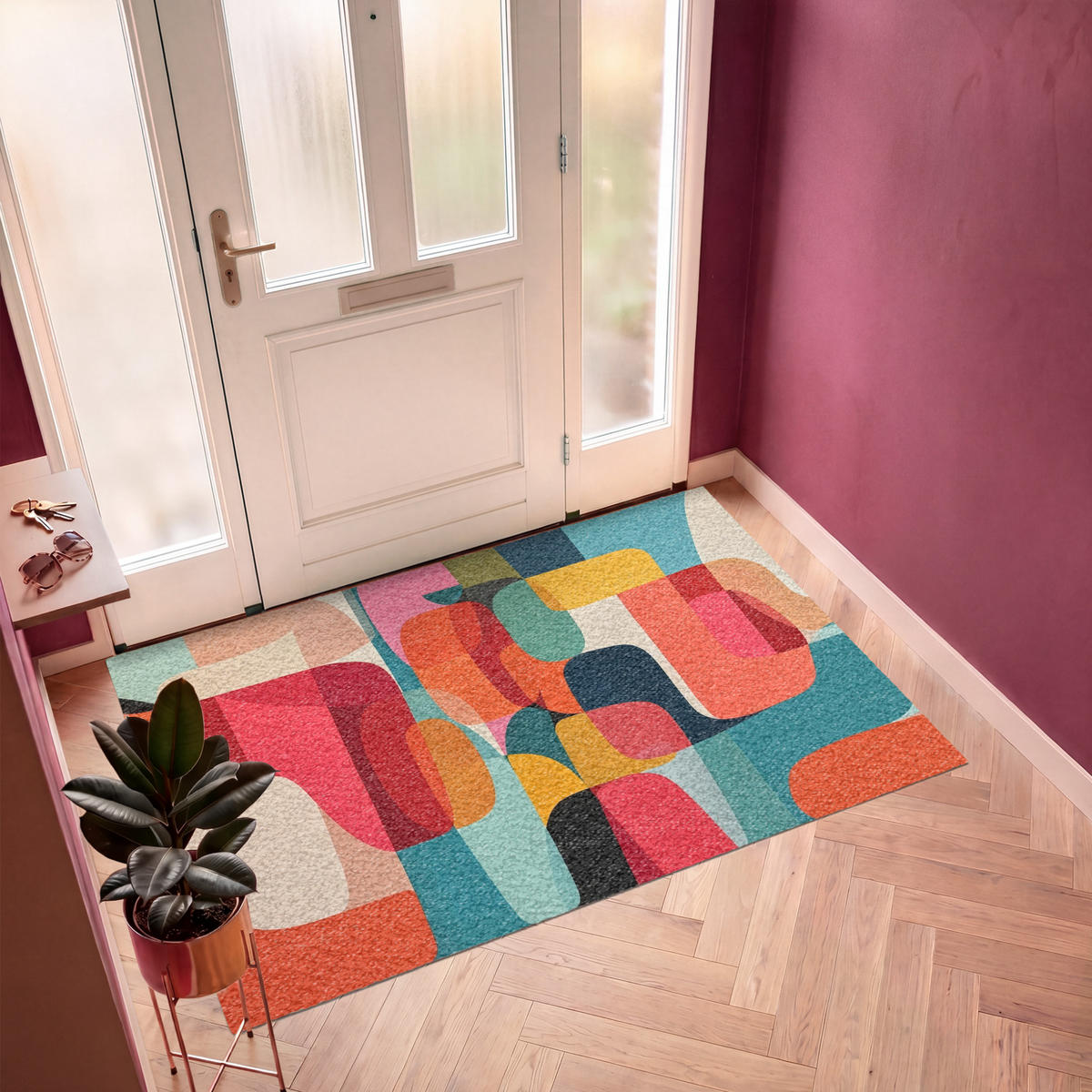 FUSSMATTE Formen - Bunt - Abstrakt - Flugzeuge Sauberlaufmatte 180x120 cm - Multicolor, Kunststoff (180/120cm) - MuchoWow