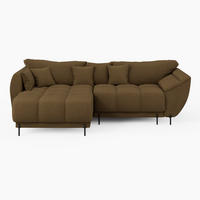 ECKSOFA LEGRO Links Braun Bouclé-Stoff L-Form Couch mit Schlaffunktion & Bettkasten - Schwarz/Braun, Holz (180/285cm) - Barchello