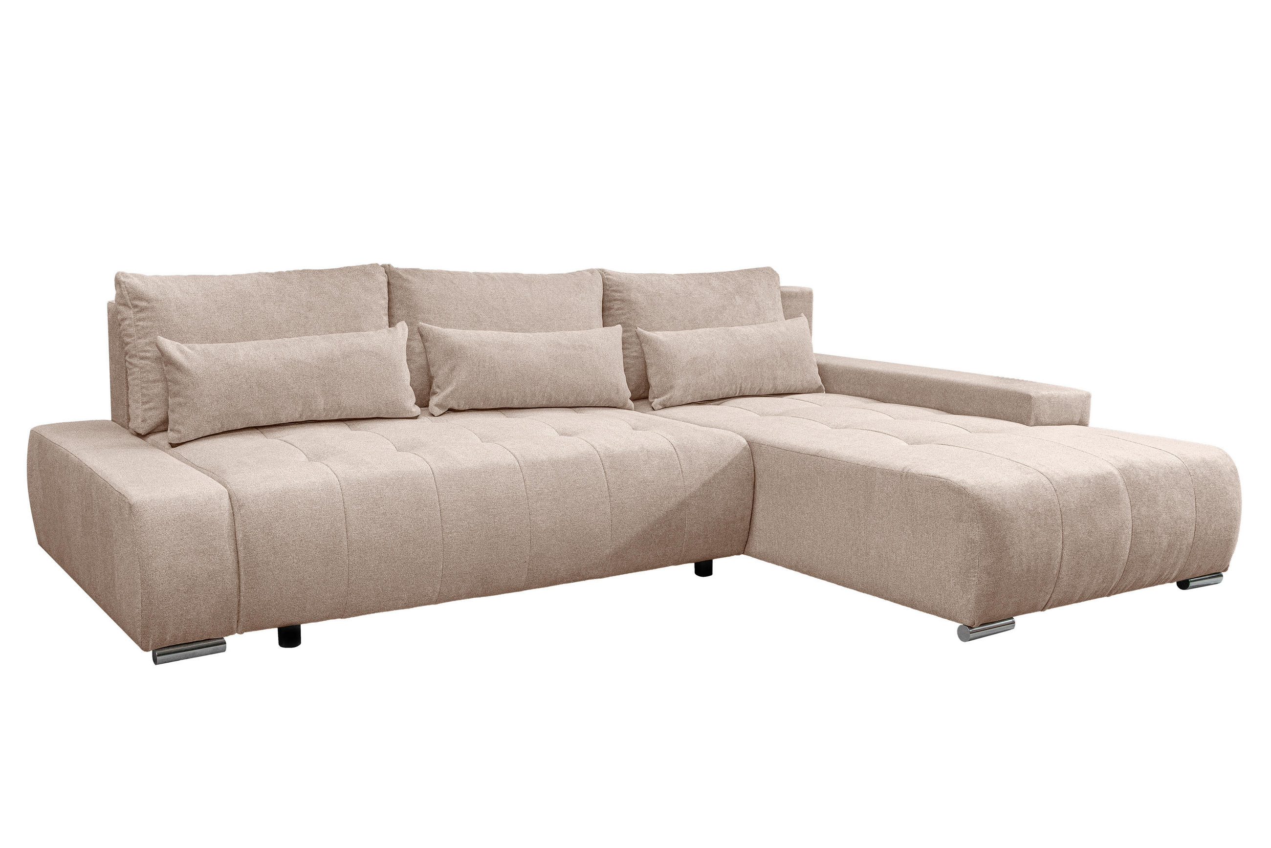 ECKSOFA Bloom mit Bettkasten und Schlaffunktion L-Form - Beige, Textil (267/185cm)