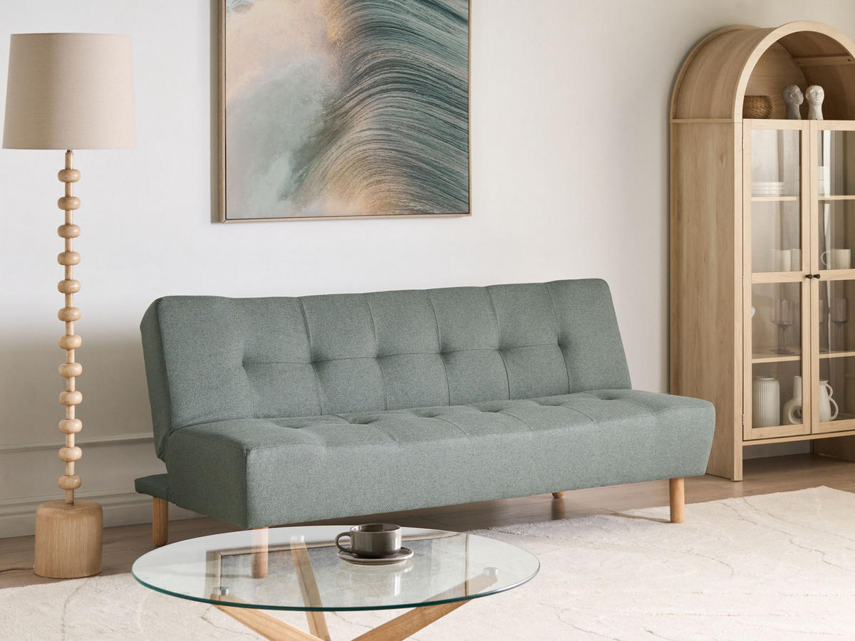 SCHLAFSOFA 3-Sitzer Stoff Grün Alsten - Grün, Textil (183/80/79cm) - Beliani