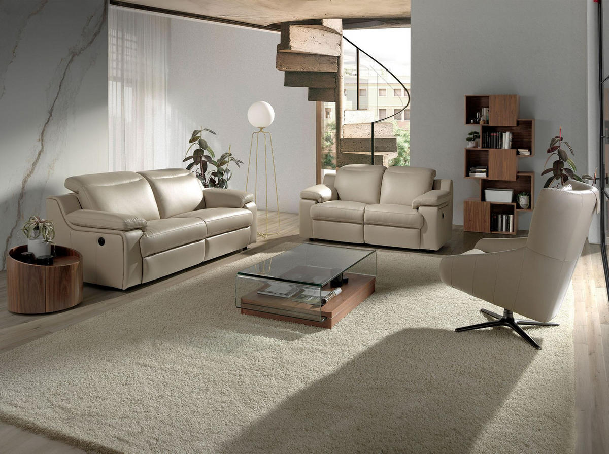 LEDER-DREHSESSEL Grau Taupe 76/90/100 cm - Taupe/Edelstahlfarben, Leder/Metall (76/100/90cm) - ANGEL CERDA