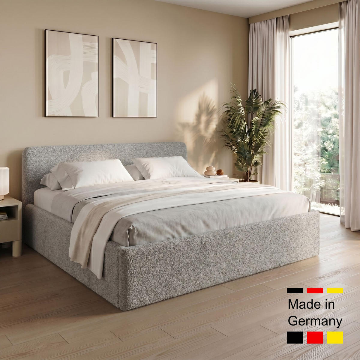 POLSTERBETT 200x200 cm Bouclé Silber - Silberfarben, Textil (200/200cm) - Home Collective