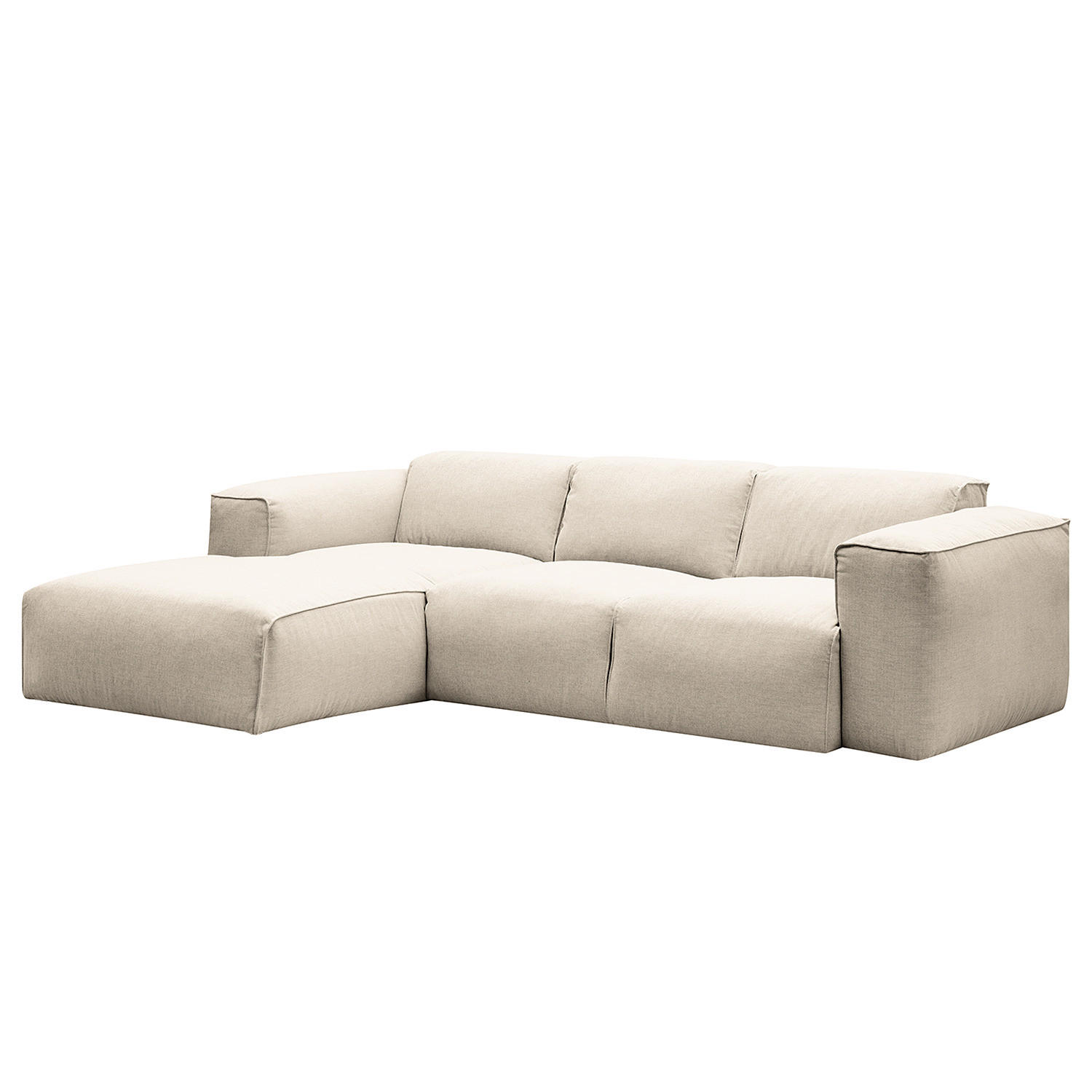 3-SITZER ECKSOFA mit Longchair - Beige/Schwarz, Textil (251/173cm) - home24