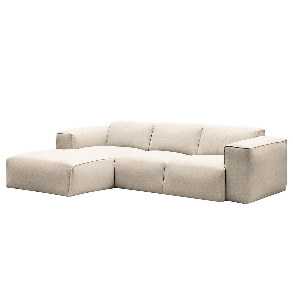 3-SITZER ECKSOFA mit Longchair - Beige/Schwarz, Textil (251/173cm) - home24