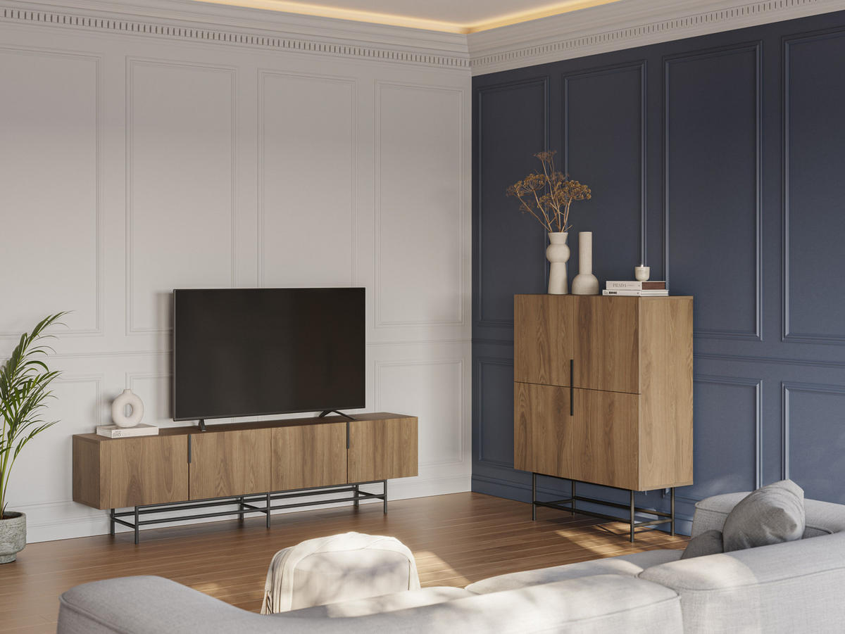 TV-STÄNDER Eldia Braun 200/35/63.5 cm - Braun, Holz (35/63.5/200cm) - Calicosy