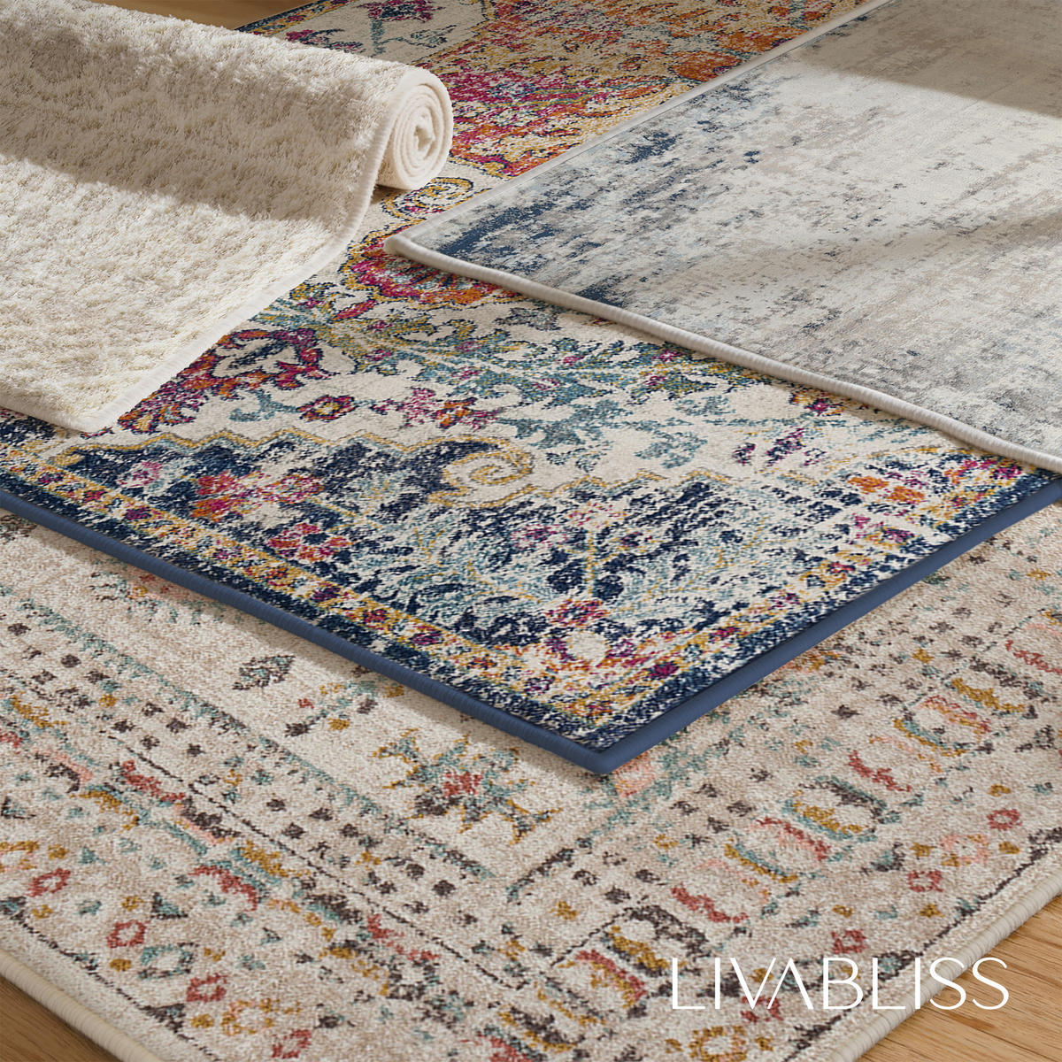 KURZFLORTEPPICH Rund Ø 200 cm Schwarz - Weiß, Textil (200/200cm) - LIVABLISS