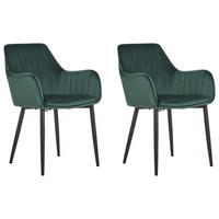 ÉTKEZŐSZÉK 2 darabos Szett Bársony sötétzöld Wellston - fekete/sötétzöld, textil (60/84/61cm) - Beliani