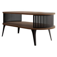 COUCHTISCH Roenni Oval - Nussbaumfarben/Schwarz, Holzwerkstoff/Metall (100/50/44cm) - MIRJAN24