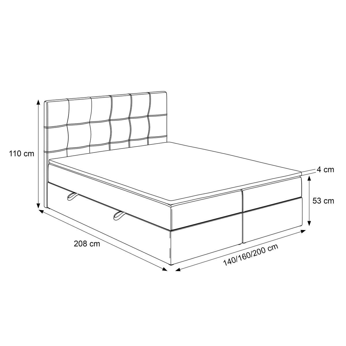 BOXBETT VENUS 200/200 cm, mit Matratze und Topper, Anthrazit - Anthrazit, Holzwerkstoff/Textil (200/200cm) - Idohome