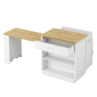 KÜCHENINSEL DE-41305 211/55/89,5 cm mit ausziehbarem Esstisch Weiß - Weiß, Holzwerkstoff (211/89.5/55cm) - ComfortXL